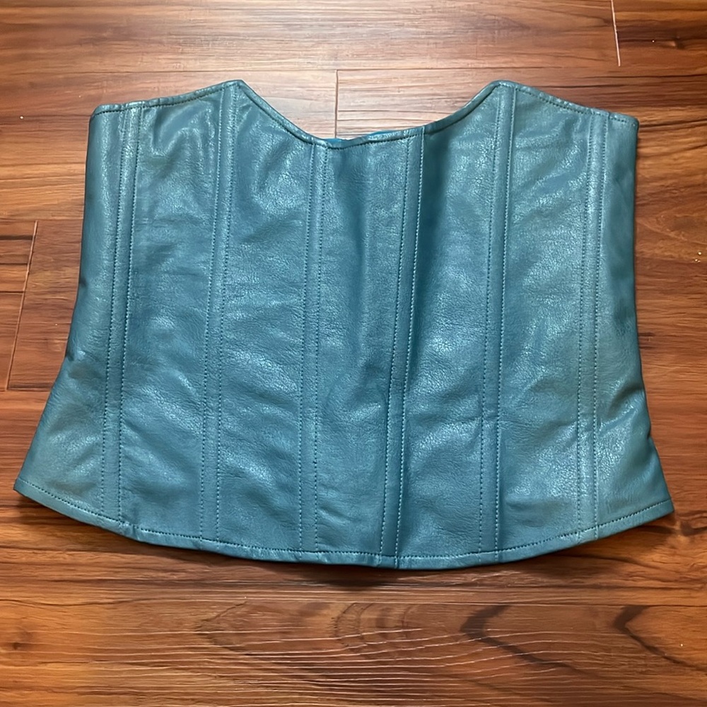 MIAOU Teal Vegan Leather LEIA CORSET